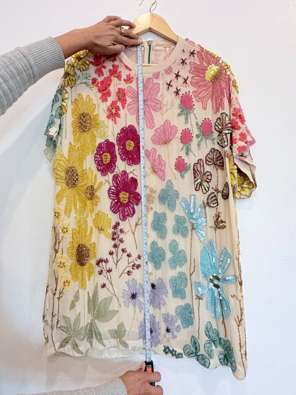 NWT Free People Jewel Beaded Floral Mini Dress Embellished Boho Sequin Size S - Picture 5 of 8